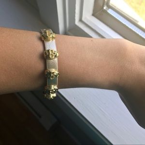 tinsel gold skull leather bracelet